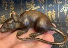 Collectable Bronze Handmade Mouse Figure Statue Netsuke Table Decoration