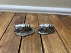 J  Ritter Pewter Mini Figure Lot Statue Bear Mother Cub Figurine Vintage Signed