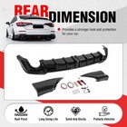 Rear Diffuser W led Light   Corner Spats Gloss Black For 2022-2026 Honda Civic