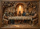 The Last Supper 3d Wood Carving Style Canvas Wall Art - Religious Decor