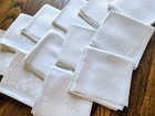 Set Of 12 Vintage White Damask Linen Dinner Napkins 21x21
