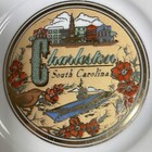 Charleston South Carolina Souvenir Plate Rainbow Row Camellias Wren Uss Yorktown