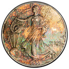 2000  1 American Silver Eagle Pcgs Ms66 - Lovely Dual Sided Rainbow Toning