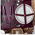 Vintage Sheffield Wicker Picnic Set 4 Mugs Plates Cutlery Thermos Glasses Optima