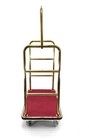Hotel Luggage Cart   Bellman s Cart   Rectangular Red Carpet Base   Square Top 