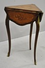 French Louis Xv Satinwood Inlay Triple Drop Leaf Side Table With Bronze Ormolu