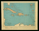 Vintage Caribbean Map Of The West Indies Cuba Puerto Rico Jamaica Original Atlas