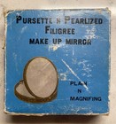 Vintage Emson 1971 Pursette Pearlized Filigree 3 25  Make-up Mirror  716 In Box
