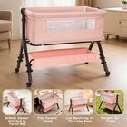 3 In 1 Baby Bassinet Bedside Sleeper  Portable Crib Storage Basket Wheels