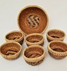Baskets - Woven Natural  Home Crafted In The Us  1 Large And 6 Small Nested