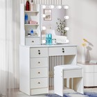 Makeup Vanity Set Dressing Table Desk With Stool  Led Lighted Mirror Drawers