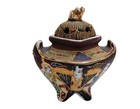 Satsuma Incense Burner Japan Porcelain Brown Gold Figural