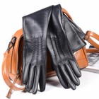 Women s Real Double-sides Leather Unlined Overlength Party Evening Long Gloves