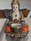 Vintage Satsuma Gold Moriage Figural Budda Style Incense Burner Nippon Japan