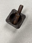 Vintage Antique Primitive Large-wooden Mortar And Pestle 4  X 7 
