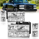 Headlights For 1994-1998 Chevy Silverado Obs C k 1500 2500 3500 W  Bumper Lamps
