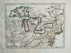 New England Great Lakes America Canada - Original Map Vaugondy - 1748