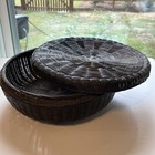 2   1950s Wicker Sewing Basket Wit Contents Snaps Wooden Spools Granny Core