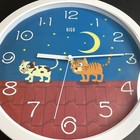 Cat Clock Silent Round Wall Clock Cats On Roof Night Sky Working Vintage