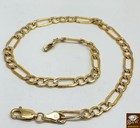 Real 10k Yellow Gold Anklet 10  Inch Diamond Cut Figaro Link Ladies 4mm Lobster 