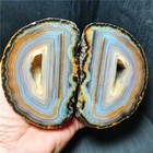 Rare 1080g A Pair Natural Polished Banded Agate Geode Stone Healing A66