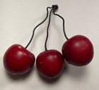 Antique Alabaster Old Stone Fruit Cherries 2 Sets Of 3 Deep Red Color