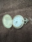 Vintage Est 17 Jewels Silver  Tone Swiss Made Hunting Case Pocket Watch
