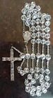 Vintage Catholic Sterling Silver Rosary Heavy Capped Pater Clear Glass Beads