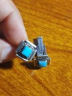 Vintage Navajo Sterling Silver Cufflinks With Turquoise