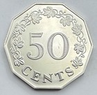 1977 Malta Proof 50 Cents Coin - Fifty Cents - Great Siege Monument