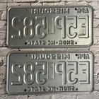 1997 Missouri Automobile License Plate Matched Pair   Set E5p 582 Maroon