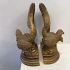 Vintage Pheasant Decor Cast Composite  Plaster  Gold Bookends
