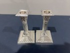 Eh London Antique Pair Of English Silver Corinthian Pillar Candlesticks