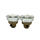 Vintage Antique Crystal Glass Star And Brass Door Knob 2  Inch - Set Of 2