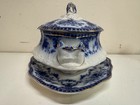 Antique S  Hancock   Sons    coronet    Pattern Flow Blue Tureen W  Lid   Underplate