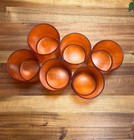 Vintage Mid Century Modern Orange Acrylic Bar Tumblers     Set Of 6 Retro 10 Oz Gl