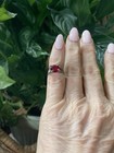 Vintage Sterling Silver Ruby Red Glass Ring Size 4 Pinky Child Cocktail Ring