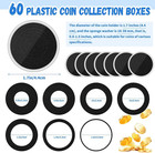 60pcs Coin Capsules 17-40mm Adjustable Foam Ring Clear Plastic Coin Holders