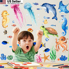 4 Sheets Ocean Fish Wall Decals Stickers Sea Decal Removable    