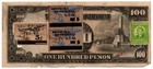 1944 Philippines Occupation Jim 100 Pesos Ww2 P112 Souviner With Postage Stamps