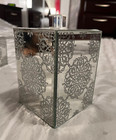 Bella Lux Mirror Glitter Bathroom Container Box Jar W Lid 5 3 8 x4 