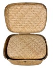 Rattan Bamboo Vtg Chinese Nesting Chests Woven Wicker Storage Trunks Lids Read