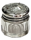 Antique Simons Bros  Sterling Silver Cut Glass 10-side Crystal Powder Jar Vanity