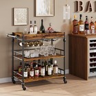Bar Cart With Wheels  3-tier Home Serving Cart   Wine Rack Kitchen Beverage Cart