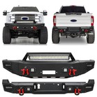 Heavy Duty Rear Bumper 2017-2022 F250 F350 F450 Textured Black Steel Led D-rings