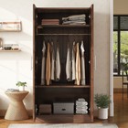 2-door Wooden Wardrobe Armoire With 3 Storage Shelves  Brown