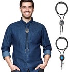 Elevatetech 2 Pcs Bolo Tie  Vintage Necktie Round Shape Western Cowboy Oval Cool