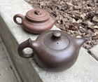 Pair Of Two Vintage Chinese Yixing Zisha Clay Teapots Handmade With Markings