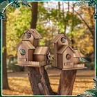 2 Pack Weatherproof Birdhouse  3 Hole Wooden Hanging Bird House For Garden