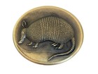 Vintage Armadillo Belt Buckle Engraved Brass Texas Southwestern Rodeo Style